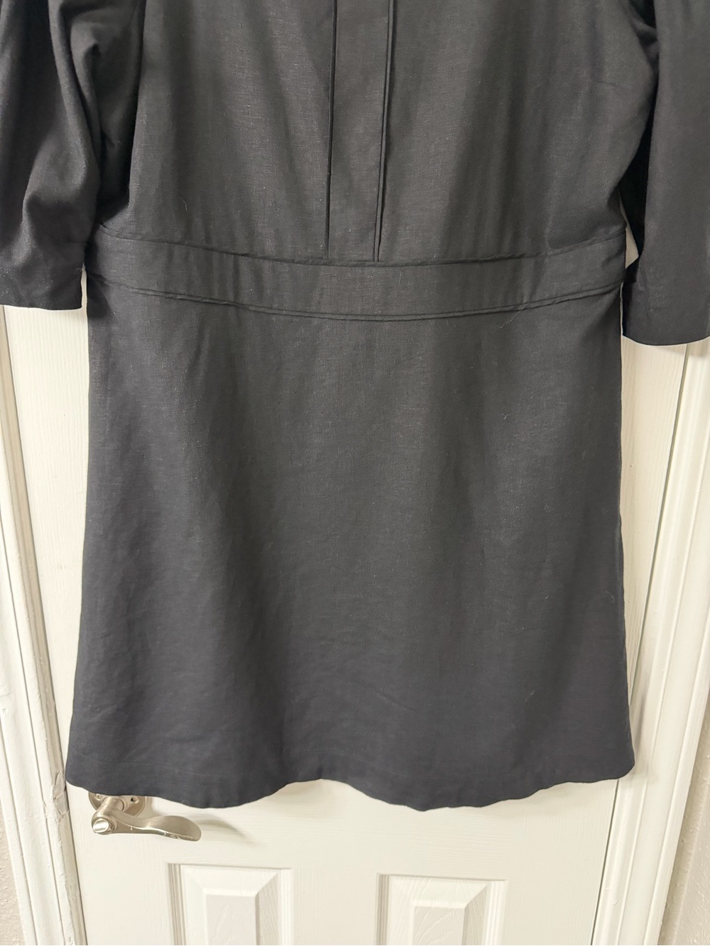 Banana Republic Linen-Blend Mini Dress 16 Boat Neckline 3/4 Sleeve Quiet Luxury - Picture 6 of 11